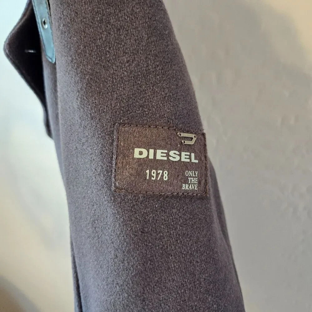 Diesel Only The Brave Gray Double Breasted Outdoor Men's Pea Coat Size 2XL